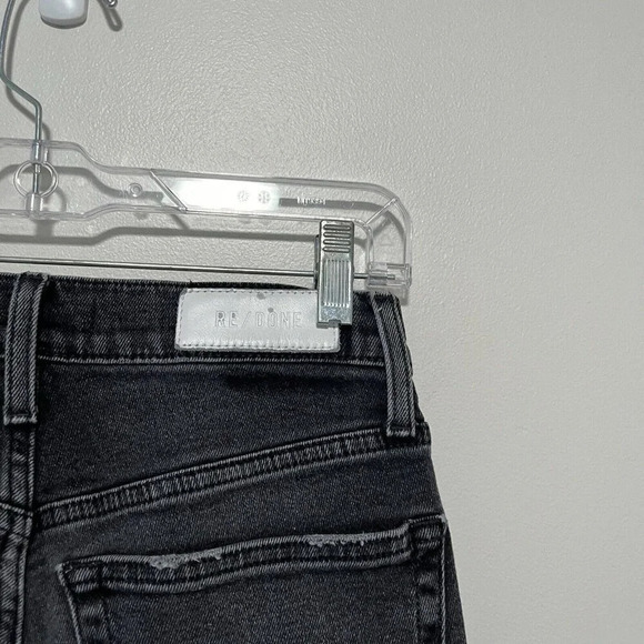 RE/DONE 90s High-Rise Ankle Crop‎ Button Fly Jeans in Faded Coal Black Size 26 - Picture 5 of 10
